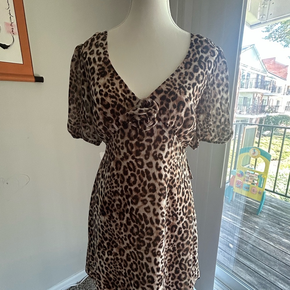 Wayf Brown Leopard Print Mini Dress